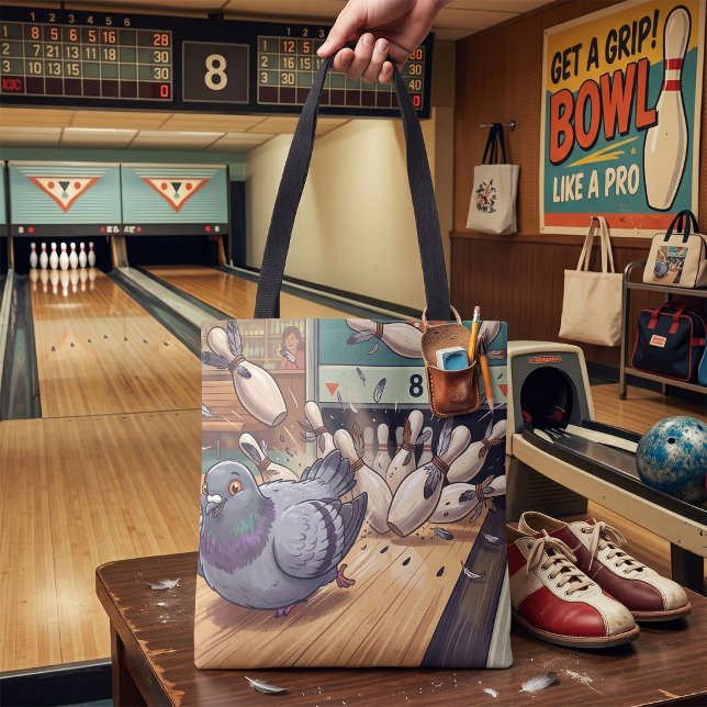Rolig Cartoonkonst för Duva Bowling Strike Tygkasse (Skapare uppladdad)