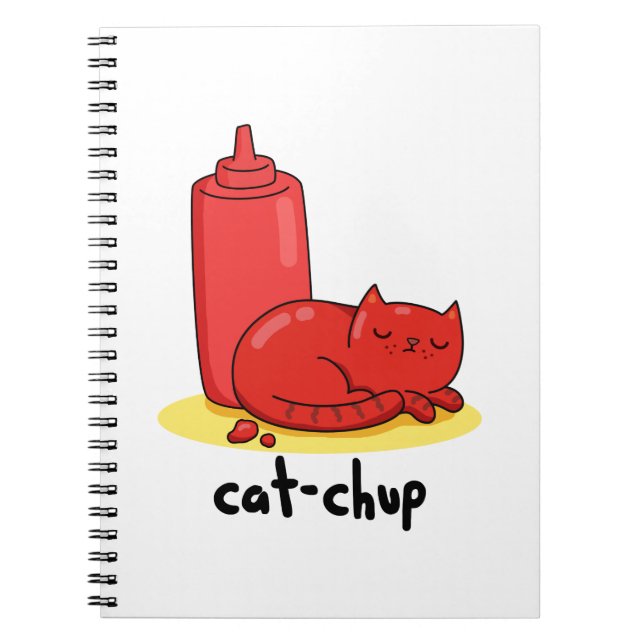 Rolig Cat-chup Röd Ketchup Katt Puns  Anteckningsbok (Framsidan)