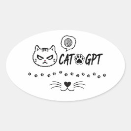 Rolig CAT GPT AI Pixel Katt / Rolig Katt Tech Cita Ovalt Klistermärke