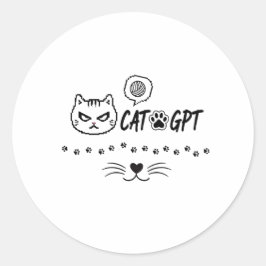 Rolig CAT GPT AI Pixel Katt / Rolig Katt Tech Cita Runt Klistermärke