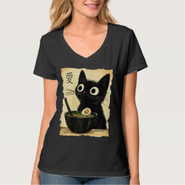 Rolig Cat Ramen Grafisk T-Shirt Japansk Kawaii Ani