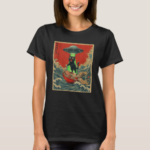 Rolig Cat Ramen japansk anime grafisk t-shirt för