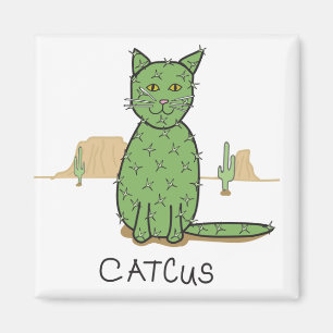 Rolig "Catcus" kaktusteckning Magnet