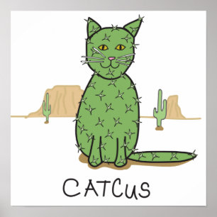 Rolig "Catcus" kaktusteckning Poster