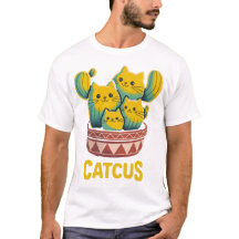 Rolig Catcus Katt Kaktus Puns Illustrerad T-Shirt