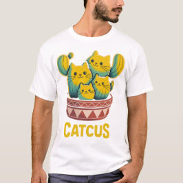 Rolig Catcus Katt Kaktus Puns Illustrerad T-Shirt