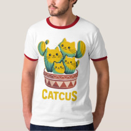 Rolig Catcus Katt Kaktus Skämt Herrars Ringarmet T Shirt