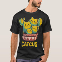 Rolig Catcus Puns - Levande Katt Kaktus Svart T-Sh