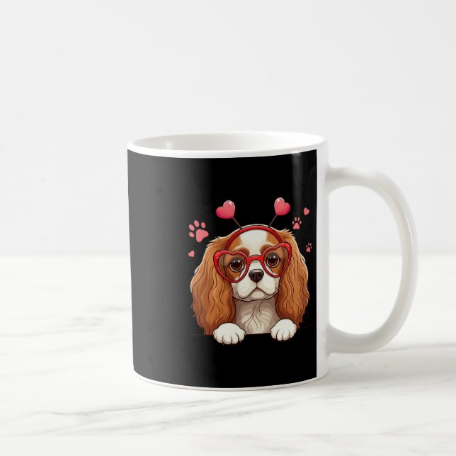 Rolig Cavalier King Charles Spaniel Hjärt Huvud V Kaffemugg (Höger)