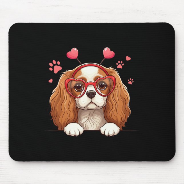 Rolig Cavalier King Charles Spaniel Hjärt Huvud V Musmatta (Framsidan)