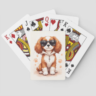 Rolig Cavalier King Charles Spaniel Kawaii Hund Casinokort
