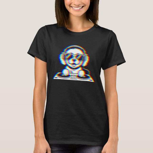 Rolig Cavapoo DJ Glitch Rave EDM Musikfest T Shirt (Framsida)