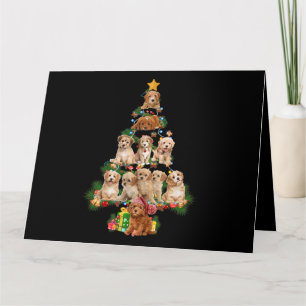 Rolig Cavapoo Hund God Jul Gran Cavapoo Älskare Kort