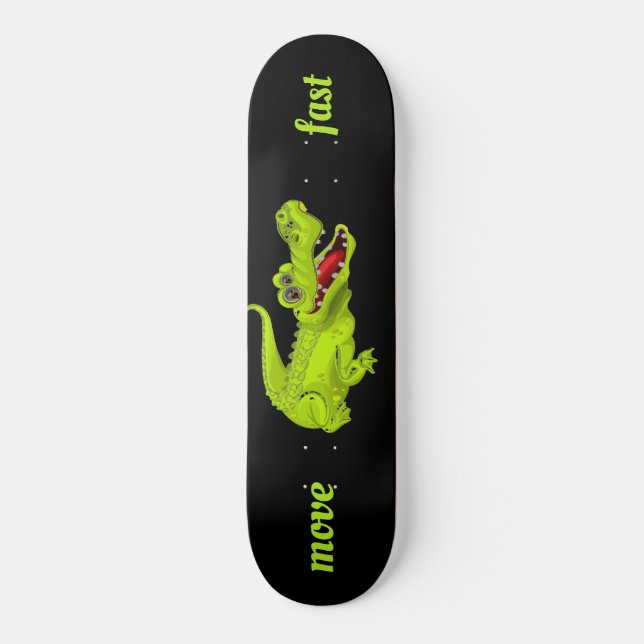 Rolig Ceocodile på svart skateboard (Framsida)