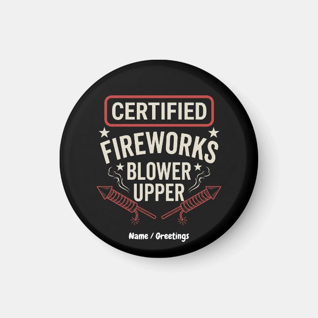 Rolig certifierad fyrverkeriuppblasare 4 juli magnet (Framsidan)