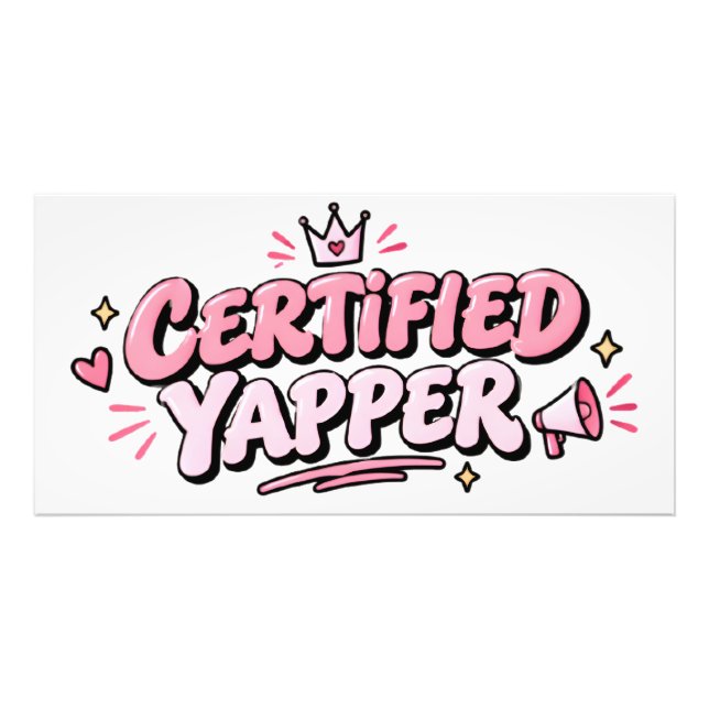 Rolig "Certifierad Yapper" Rosa Kron Poster  (Framsidan)
