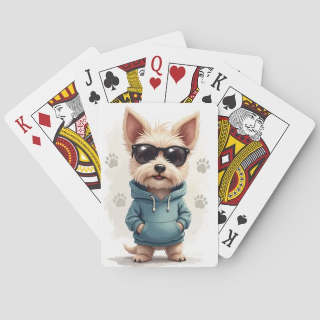 Rolig Cesky Terrier Kawaii Hund Casinokort (Baksidan)