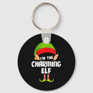 Rolig Charming Elf Matchande Familjegrupp Pj Jul Nyckelring