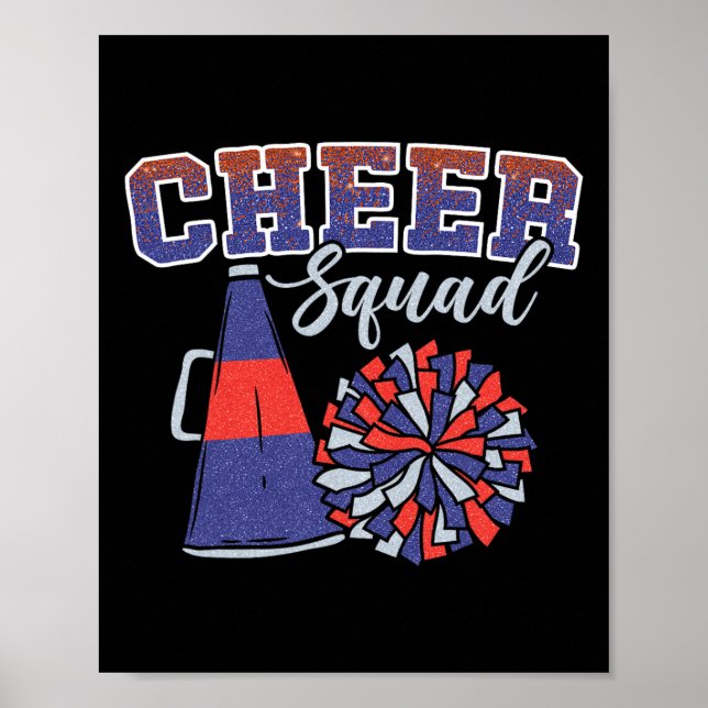Rolig Cheerleader Cheer Squad Cheerleading Blå Ell Poster (Framsidan)