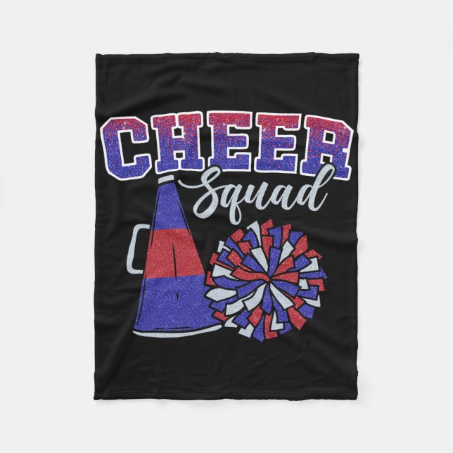 Rolig Cheerleader Cheer Squad Cheerleading Röd Blu Fleecefilt (Framsidan)