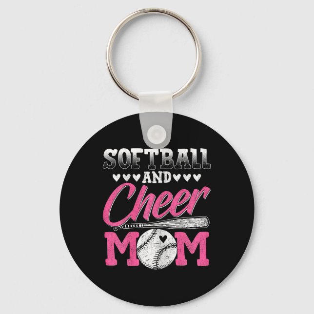 Rolig Cheerleading Mamma Softll Och Cheer Mamma  Nyckelring (Framsida)