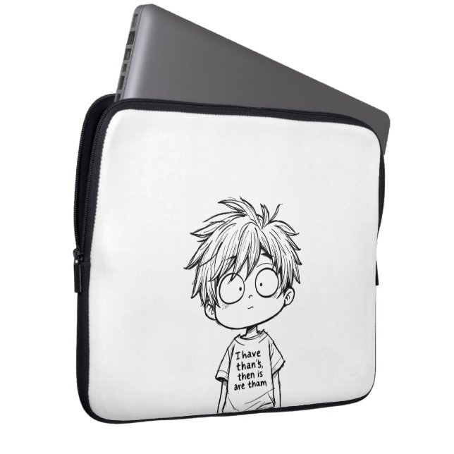 Rolig Chibi Anime Pojke Elektronikväska Laptop Fodral (Framsidan Höger)