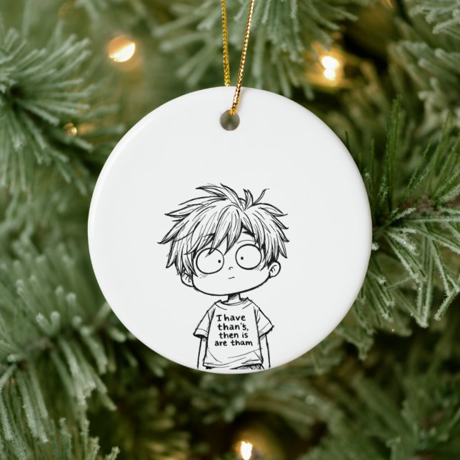 Rolig Chibi Anime Pojke Ornament (Träd)