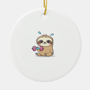 Rolig Chibi-trögdjursträning Sött Kawaii Gym-kort Julgransprydnad Keramik