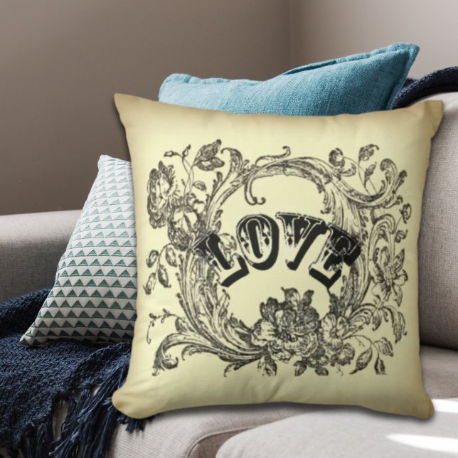 Rolig chic blomstrar snurrande pastel färg victori kudde (girly chic flourish swirl pastel colors victorian throw pillow)