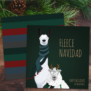 Rolig Chic Festiv ”Fleece Navidad” Puns Julkort