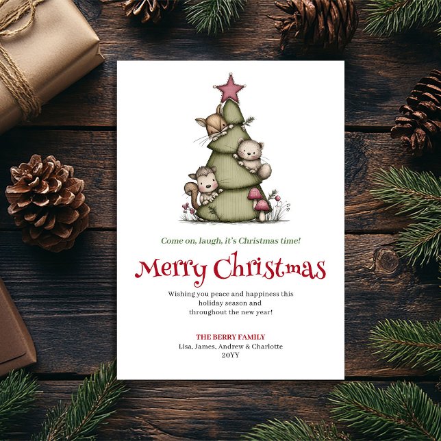 Rolig chic julgran hälsningskort julkort (Chic funny Christmas tree greeting card

)