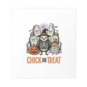 Rolig Chick Eller Treat Halloween Kyckling Grafisk Anteckningsblock
