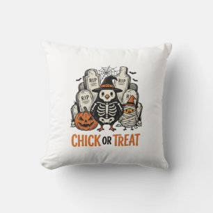 Rolig Chick eller Treat Halloween Kyckling Grafisk Kudde