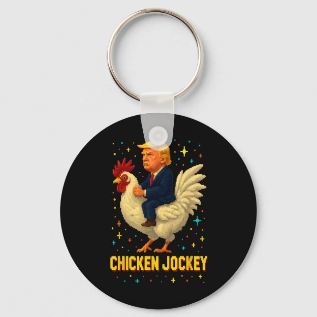 Rolig Chicken Jockey Trump Meme 2  Nyckelring (Framsida)