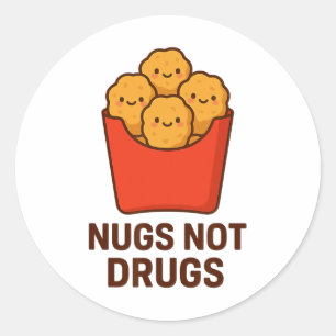 Rolig Chicken Nugget Humor, Nugs Not Drugs _1 Runt Klistermärke