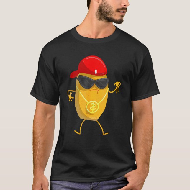 Rolig Chicken Nugget Present För Barn Cool Gangste T Shirt (Framsida)