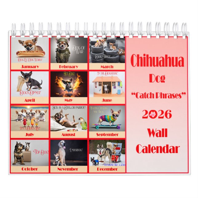 Rolig Chihuahua 2026 Klichéer Väggkalender Kalender (Omslag)