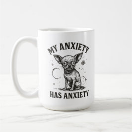 Rolig Chihuahua Ångest Tröja – Distressed Nervös Kaffemugg