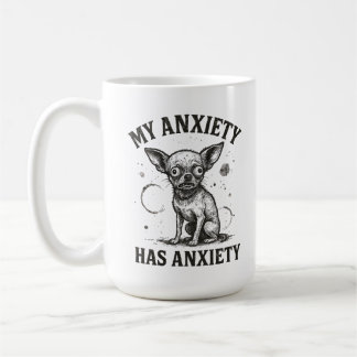 Rolig Chihuahua Ångest Tröja – Distressed Nervös Kaffemugg