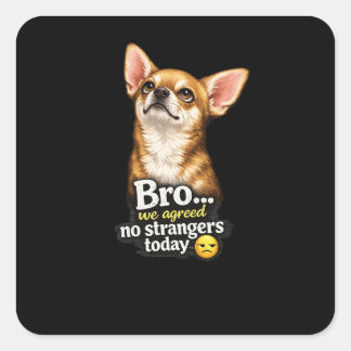 Rolig Chihuahua Bro Vi Kom Överens Inga Främlingar Fyrkantigt Klistermärke