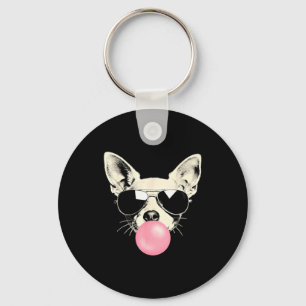 Rolig Chihuahua Bubblegum Solglasögon Hund Nyckelring