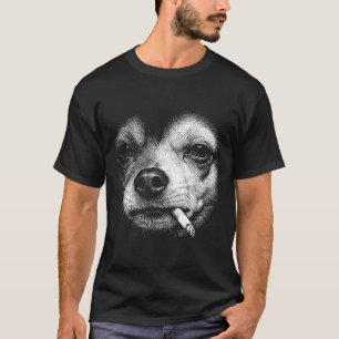 Rolig Chihuahua Hjärnruttna Mem med Hund som Röker T Shirt
