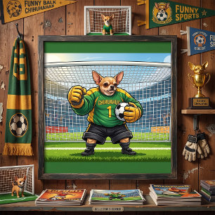 Rolig Chihuahua Hund Fotbollsmålvakt Poster
