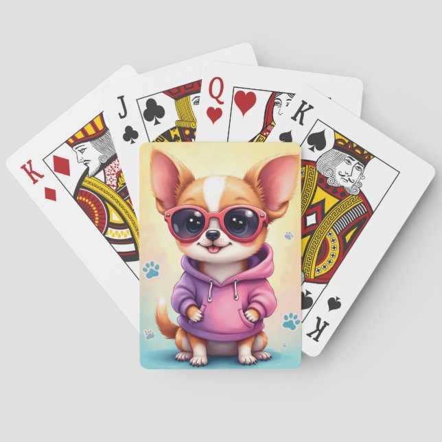 Rolig Chihuahua Kawaii Hund Casinokort (Baksidan)