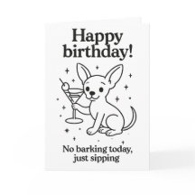 Rolig Chihuahua Martini Födelsedagskort