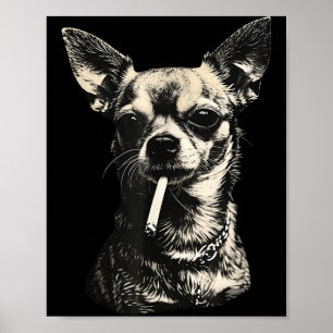 Rolig chihuahua-meme hund rökande cigarett poster