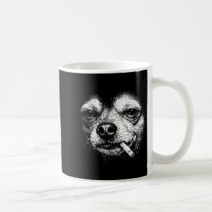 Rolig Chihuahua-meme Hund röker cigarett Retro V Kaffemugg