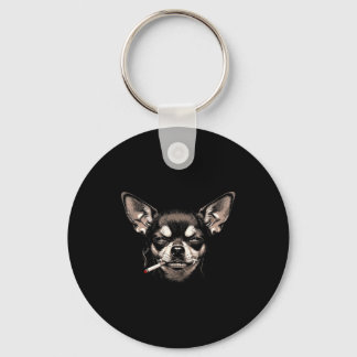 Rolig Chihuahua-meme Hund Röker Cigaretter Män Kvi Nyckelring