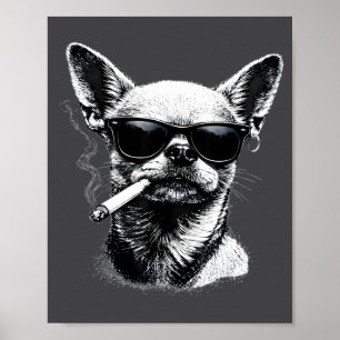 Rolig Chihuahua-meme med hund som röker cigarett Poster
