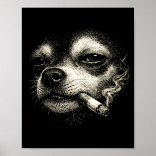 Rolig chihuahua meme med hund som röker cigarett poster